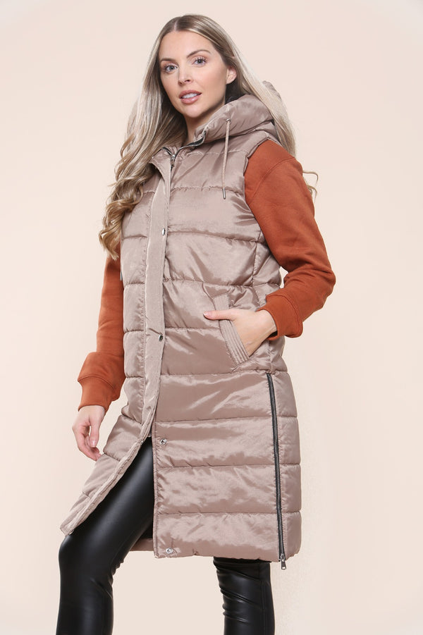 Longline Panelled Puffer Gilet
