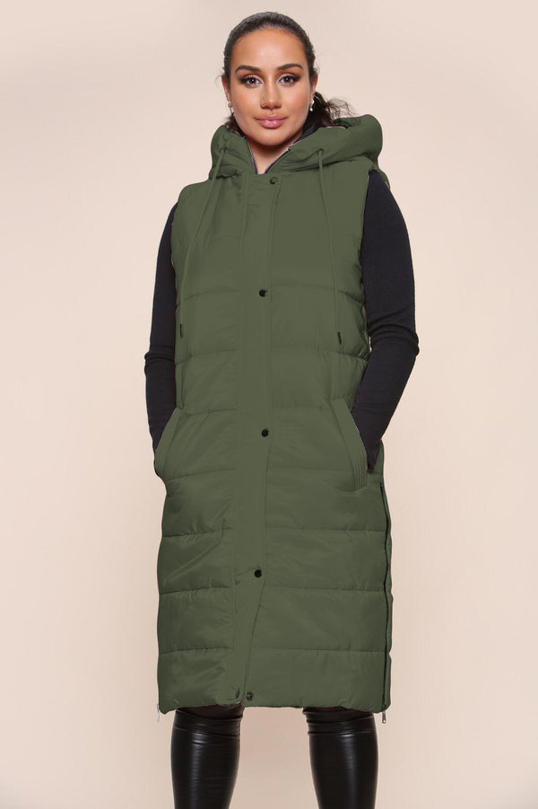 Longline Panelled Puffer Gilet