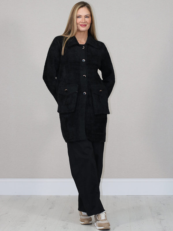 Veluxe Plush Mid-Length Coat