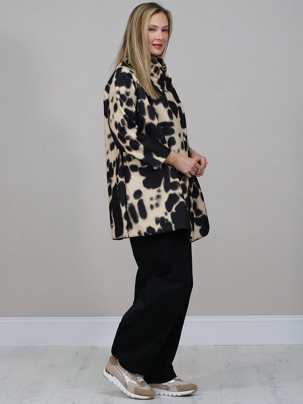 Italian Abstract Smoke Print Woolen Coat
