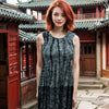 Black Summer Sleeveless Printed Dress