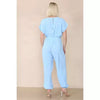 Elasticated Short-Sleeve Belted Jumpsuit