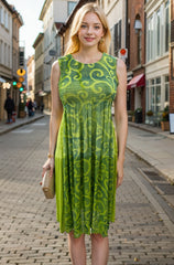 Lime Summer Sleeveless Printed Dress
