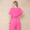 Elasticated Short-Sleeve Belted Jumpsuit