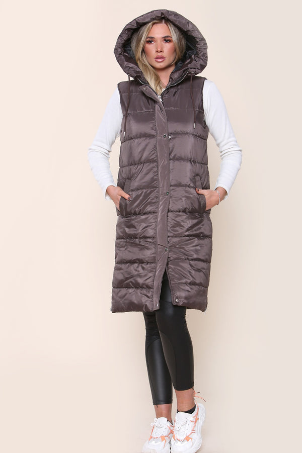 Longline Panelled Puffer Gilet