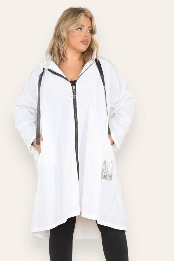 Lightweight Raincoat Hooded Hope Print (Regular & Plus Sizes)