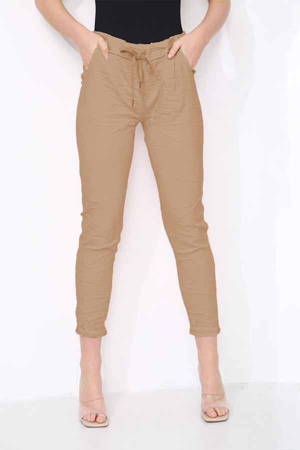 Cotton Stretch Knot Front Magic Trousers
