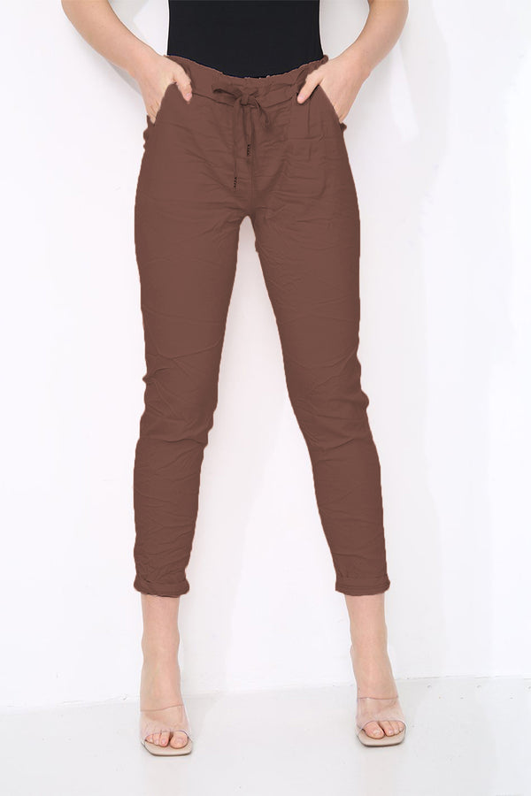Cotton Stretch Knot Front Magic Trousers