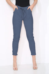 Cotton Stretch Knot Front Magic Trousers