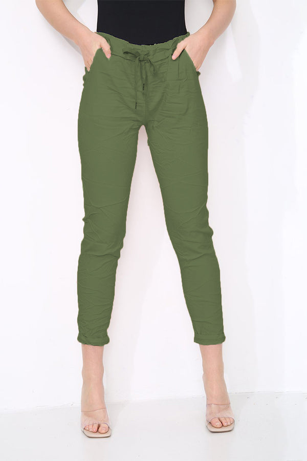 Cotton Stretch Knot Front Magic Trousers