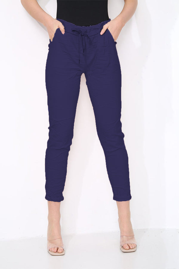 Cotton Stretch Knot Front Magic Trousers