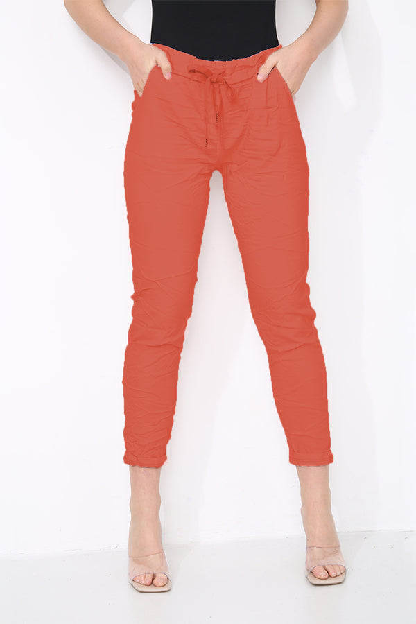 Cotton Stretch Knot Front Magic Trousers