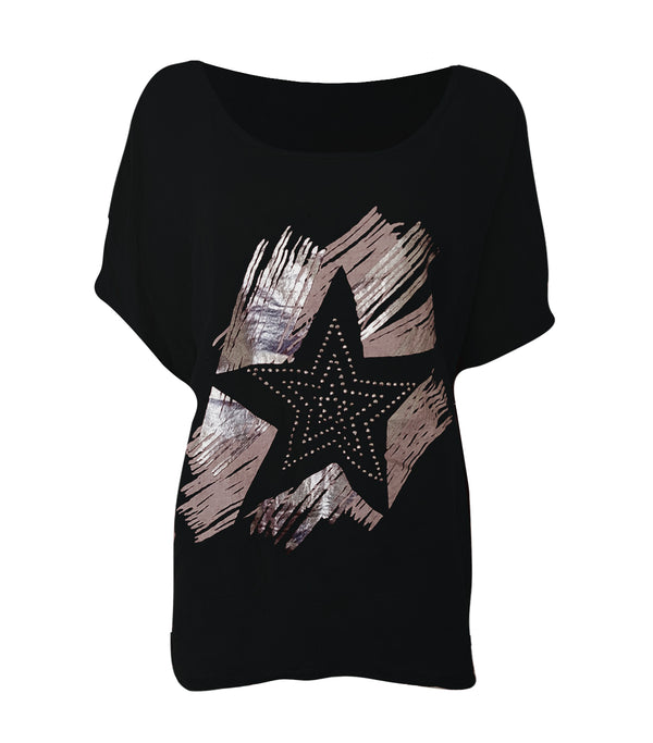 Linin Sequin Star Paint T-shirt