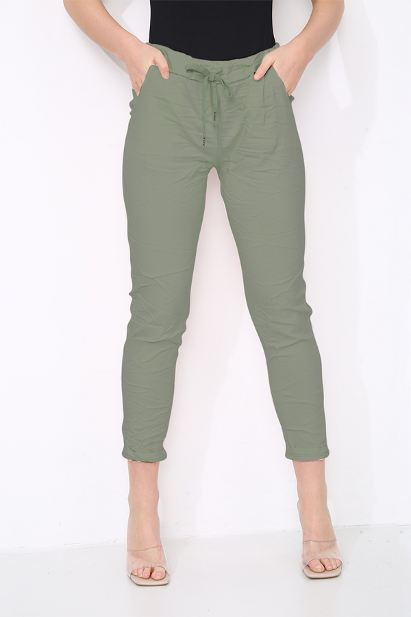 Cotton Stretch Knot Front Magic Trousers