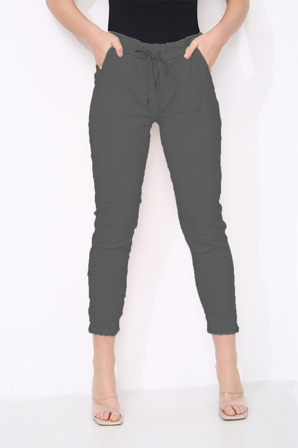Cotton Stretch Knot Front Magic Trousers