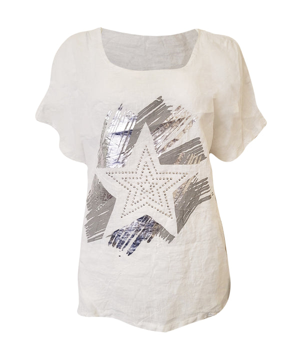 Linin Sequin Star Paint T-shirt