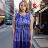 Purple Summer Sleeveless Printed Dress