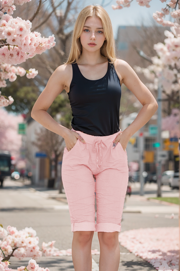 Bermuda Cotton Stretch Knot Front Shorts