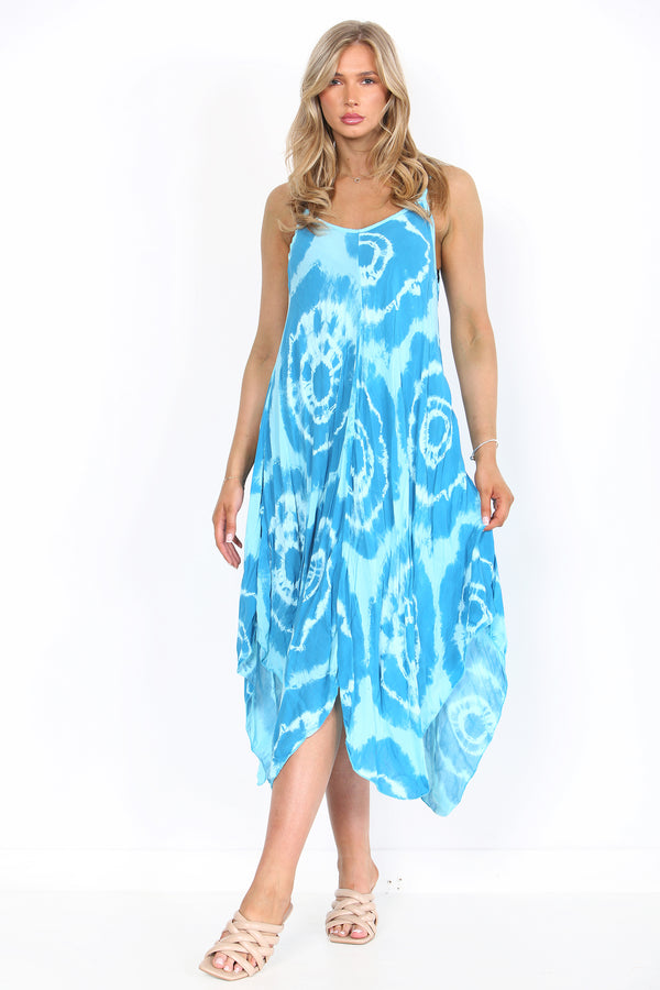 Women's Sleeveless Italian Tie-Die Handkerchief Dress