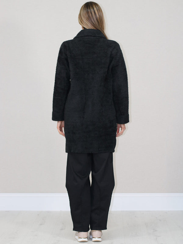 Veluxe Plush Mid-Length Coat