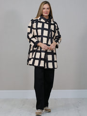 Italian Grid Pattern Woolen Wrap Coat