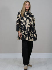 Italian Abstract Smoke Print Woolen Coat