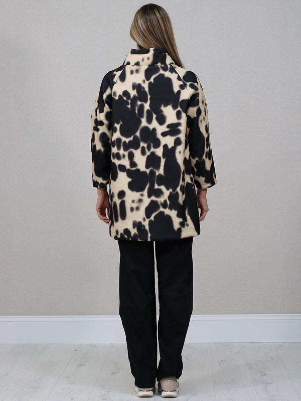 Italian Abstract Smoke Print Woolen Coat