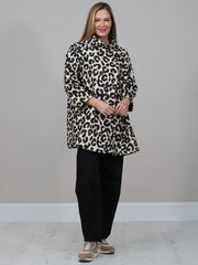 Italian Airbrushed Leopard Print Woolen Coat