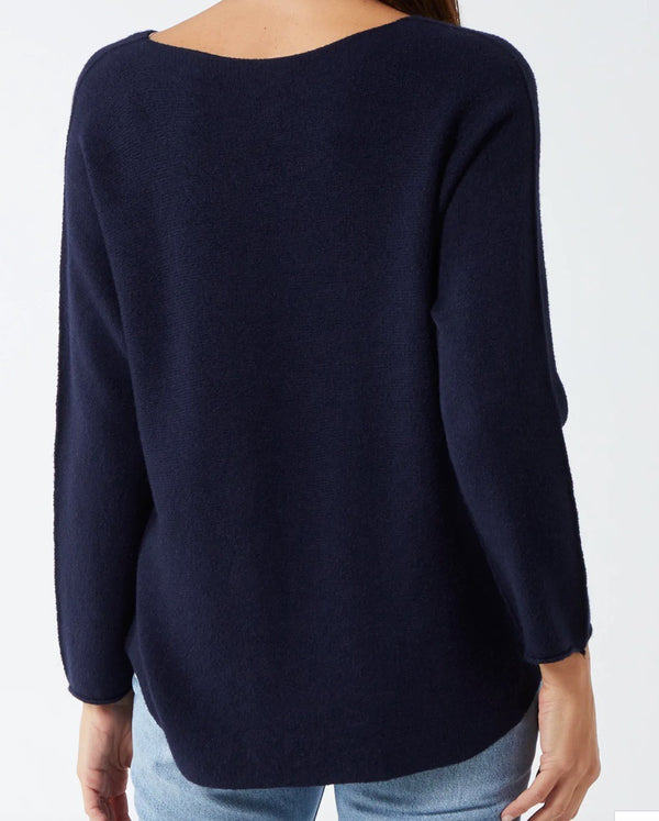 Soft as Cashmere Curved Hem Round Neck