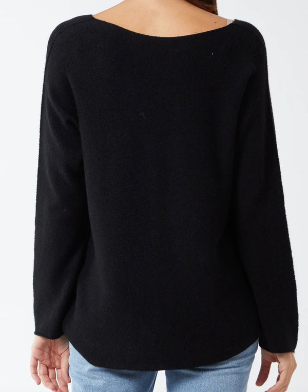 Soft as Cashmere Curved Hem Round Neck