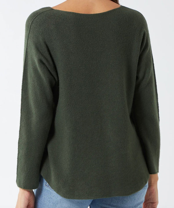 Soft as Cashmere Curved Hem Round Neck