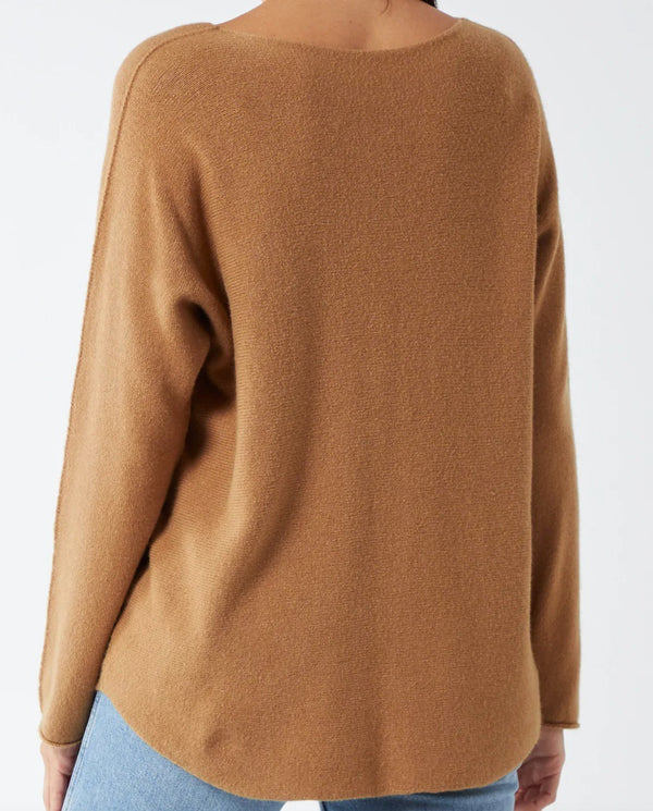 Soft as Cashmere Curved Hem Round Neck