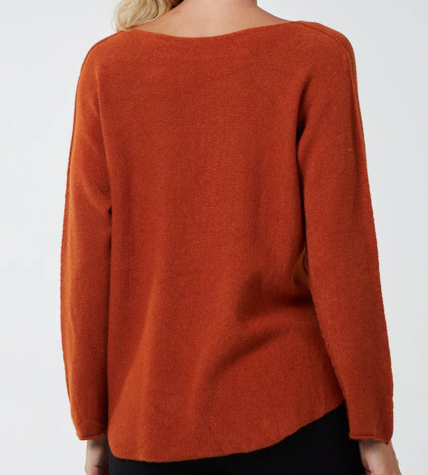 Soft as Cashmere Curved Hem Round Neck