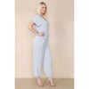 Elasticated Short-Sleeve Belted Jumpsuit