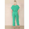 Elasticated Short-Sleeve Belted Jumpsuit