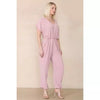 Elasticated Short-Sleeve Belted Jumpsuit