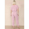 Elasticated Short-Sleeve Belted Jumpsuit