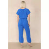 Elasticated Short-Sleeve Belted Jumpsuit