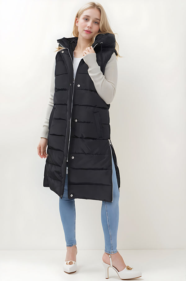 Longline Panelled Puffer Gilet