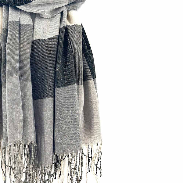 Checked Grey Viscose Scarf