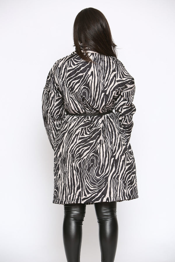 Zebra Print Coat With Belt