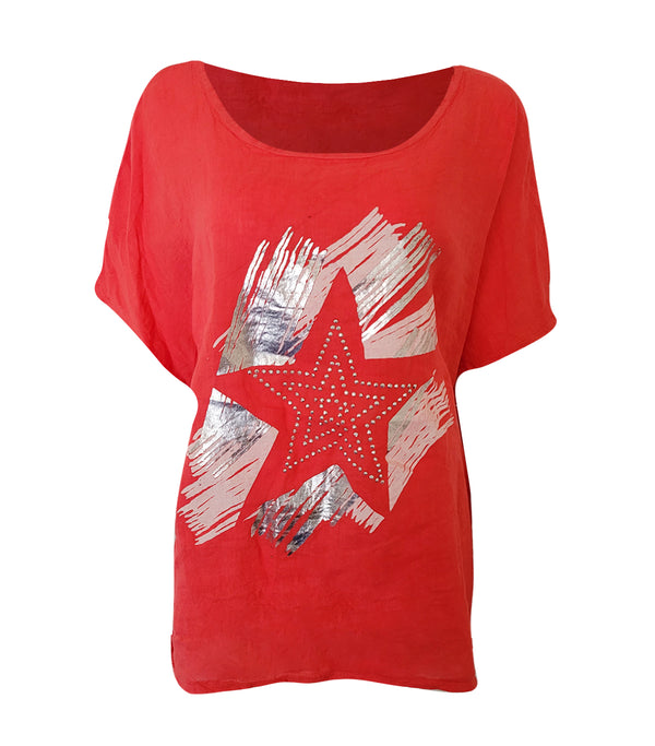 Linin Sequin Star Paint T-shirt