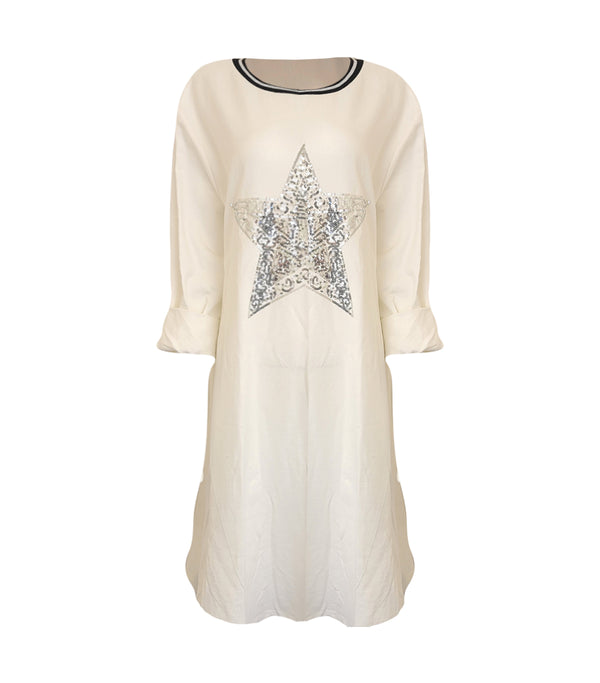 Sequin Star Long Cotton Dress