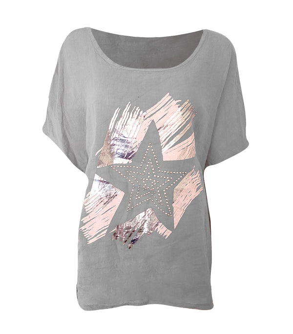 Linin Sequin Star Paint T-shirt