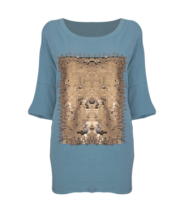 Sequin Embellished Cotton T-shirt