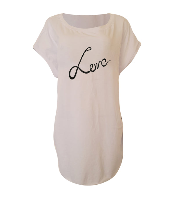 Cotton Love Slogan Side Pocket T-shirt Tunic